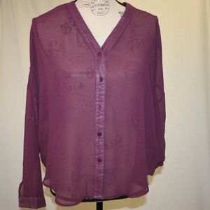 Sakura Women's Maroon Tie Back Blouse Top size M